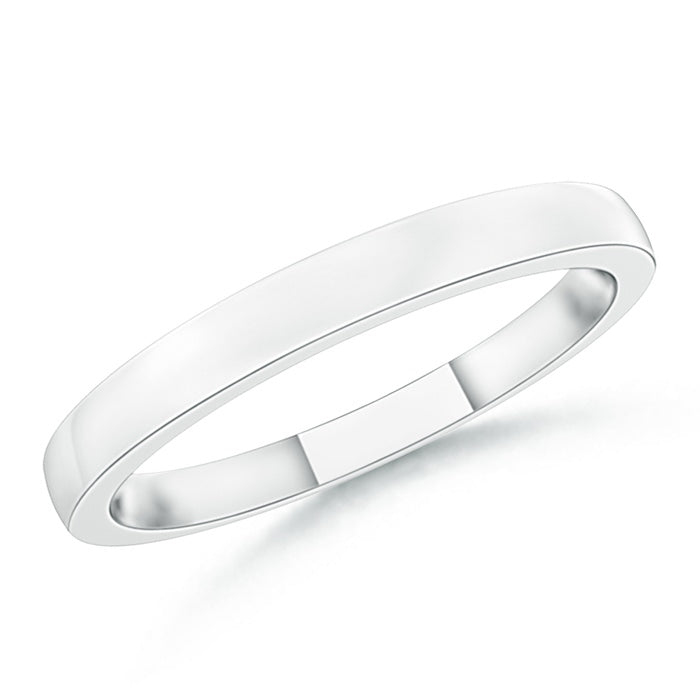 Polished Flat Surface Dome Wedding Band for Her