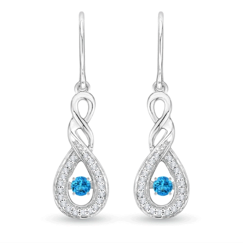 Dancing Swiss Blue Topaz Infinity Drop Earrings with Diamond