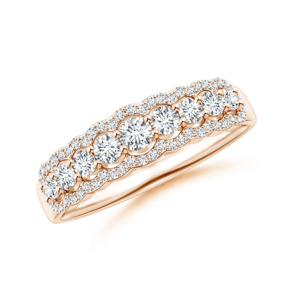 Scalloped-Edge Diamond Nine Stone Anniversary Ring