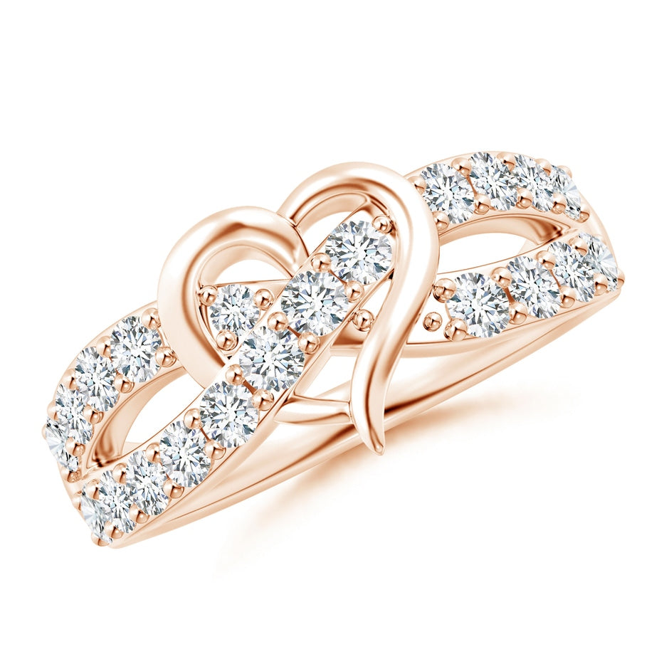 Round Diamond Criss Cross Heart Promise Ring