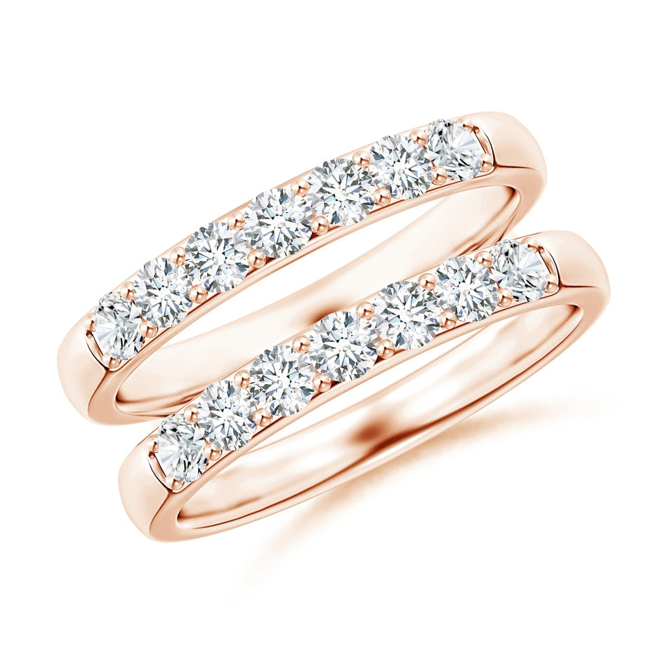 Double Band Prong-Set Diamond Engagement Ring Wrap