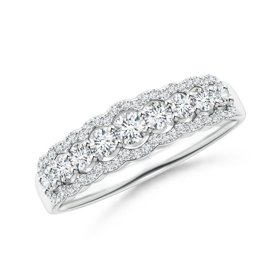 Scalloped-Edge Diamond Nine Stone Anniversary Ring