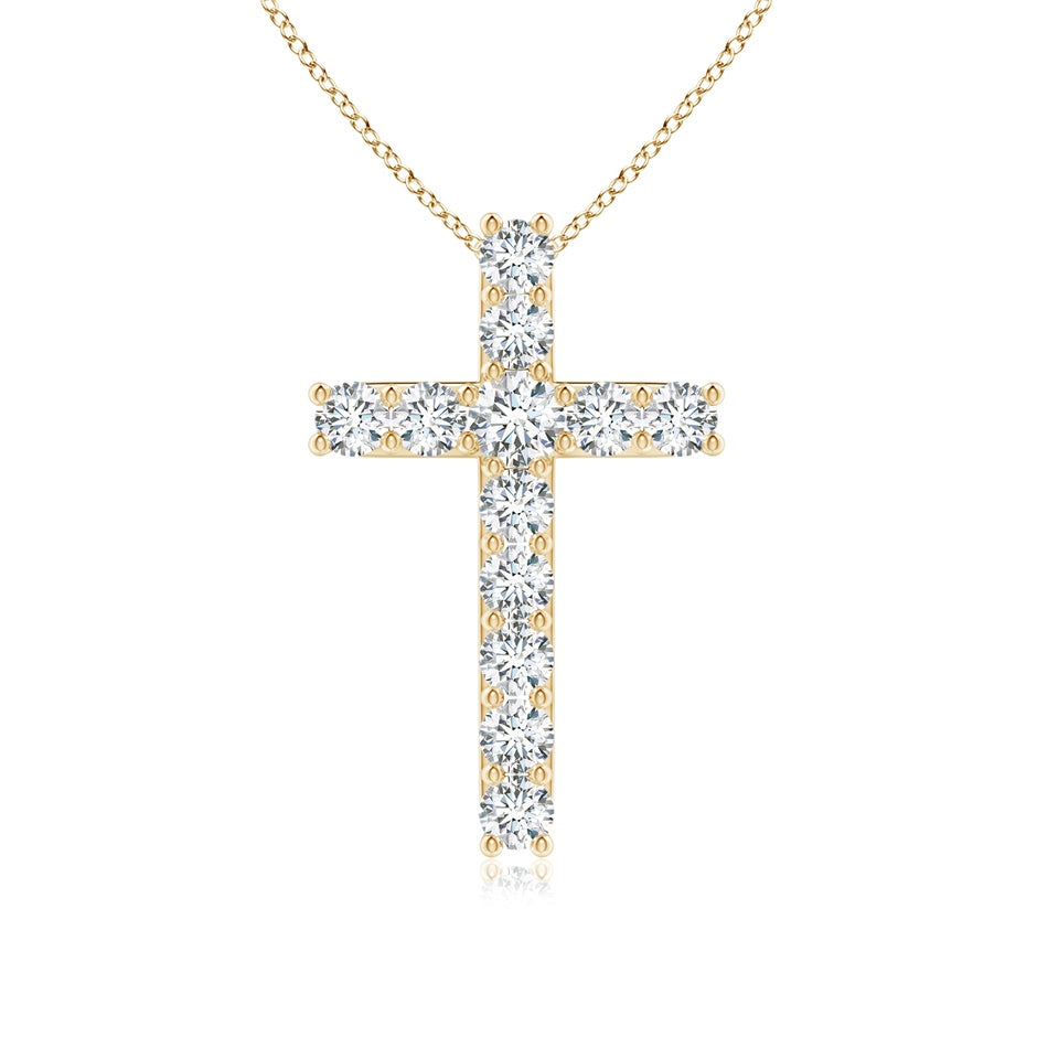 Classic Shared Prong-Set Diamond Cross Pendant
