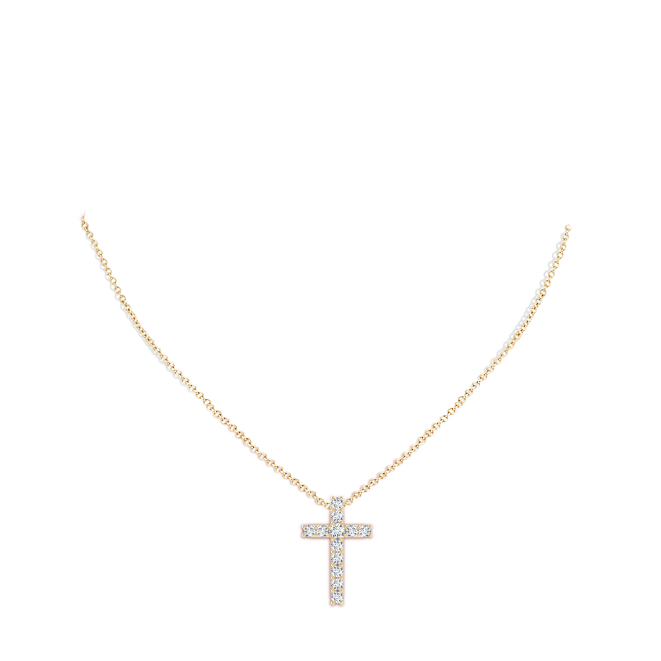 Classic Shared Prong-Set Diamond Cross Pendant