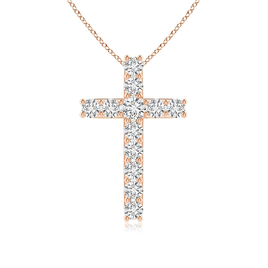Classic Shared Prong-Set Diamond Cross Pendant
