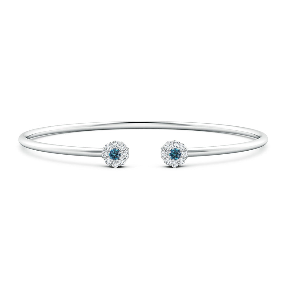 Enhanced Blue and White Diamond Open Flex Floral Bangle