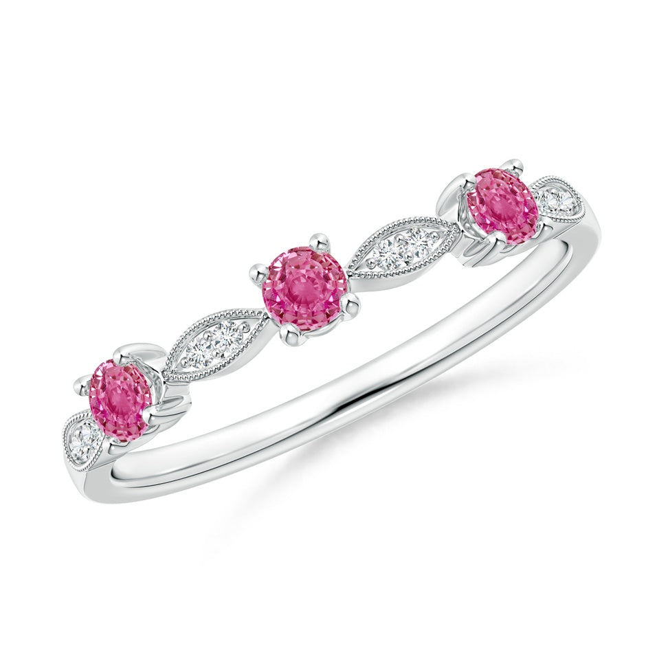 Pink Sapphire & Diamond Marquise and Dot Band