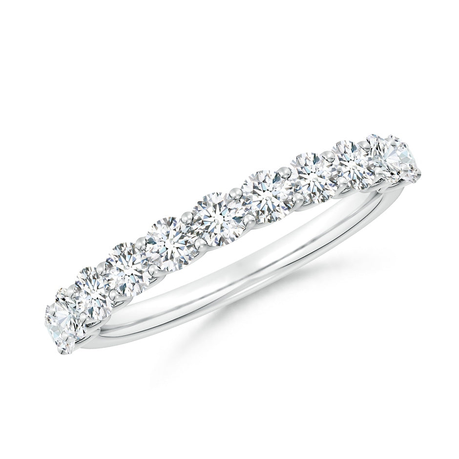 Shared Prong-Set Round Diamond Half Eternity Wedding Ring