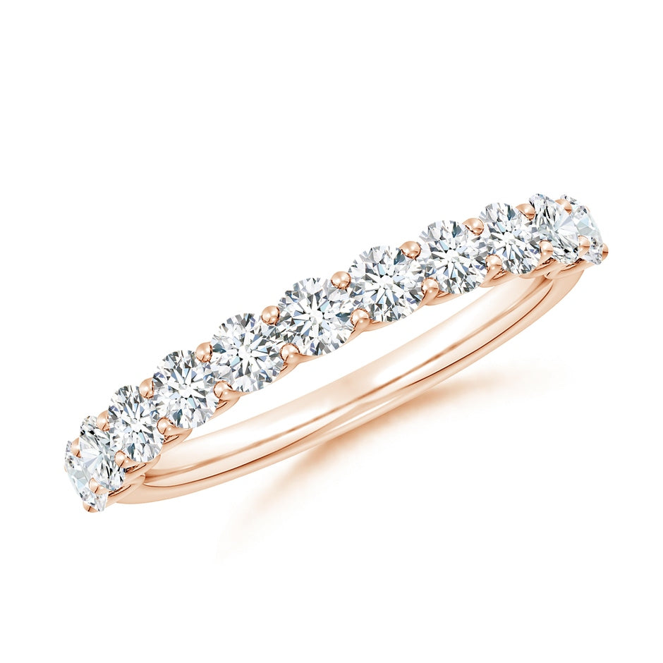 Shared Prong-Set Round Diamond Half Eternity Wedding Ring