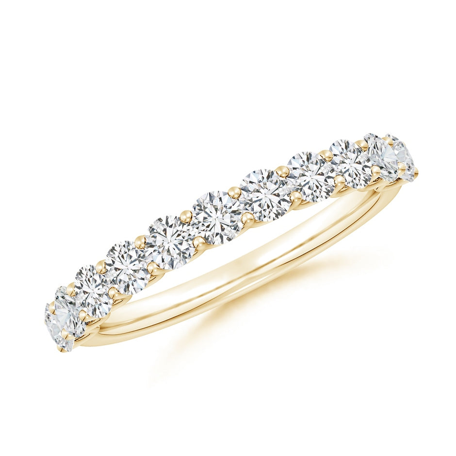Shared Prong-Set Round Diamond Half Eternity Wedding Ring