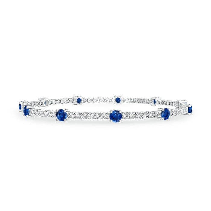 Diamond and Sapphire Station Stackable Bracelet