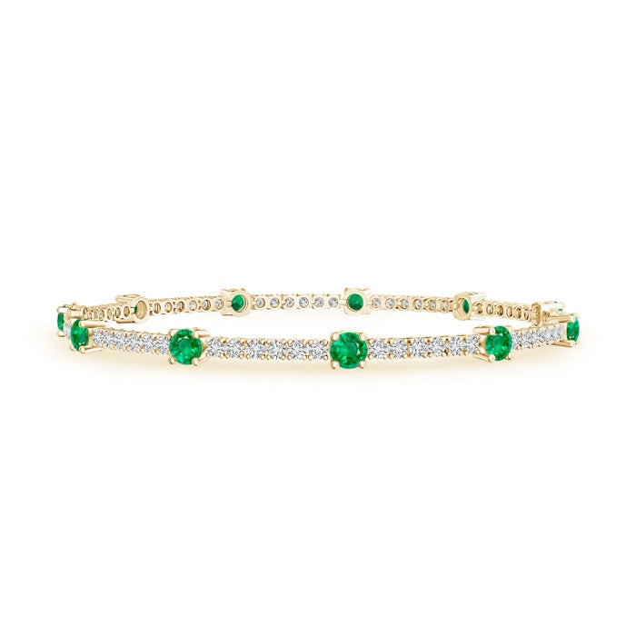 Diamond and Emerald Station Stackable Bracelet