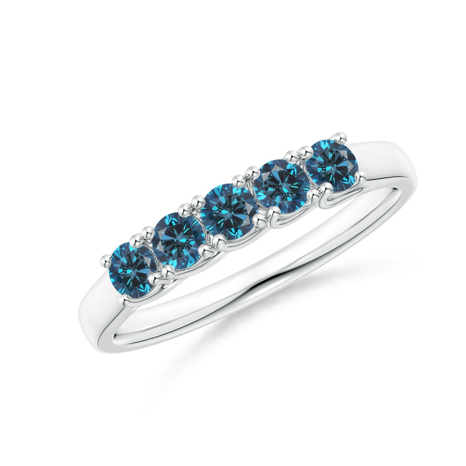 Half Eternity Five Stone Enhanced Blue Diamond Wedding Ring