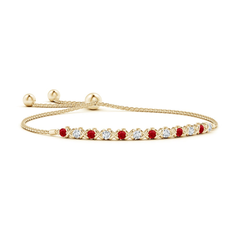 Alternate Ruby and Diamond XO Bolo Bracelet
