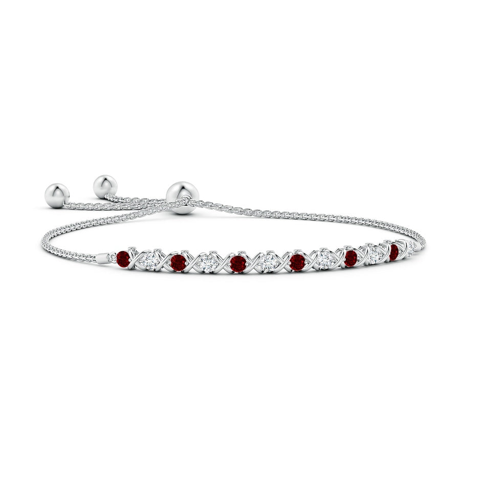 Lab-Grown Alternate Ruby and Diamond XO Bolo Bracelet