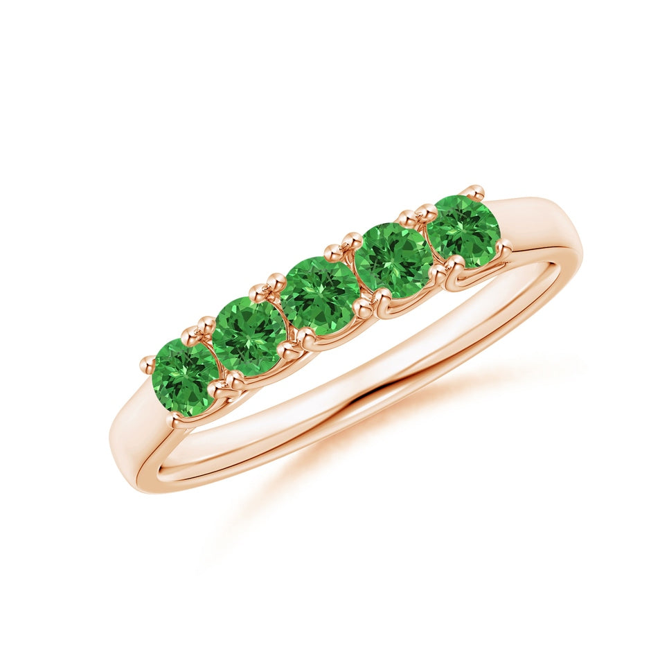 Half Eternity Five Stone Tsavorite Wedding Ring