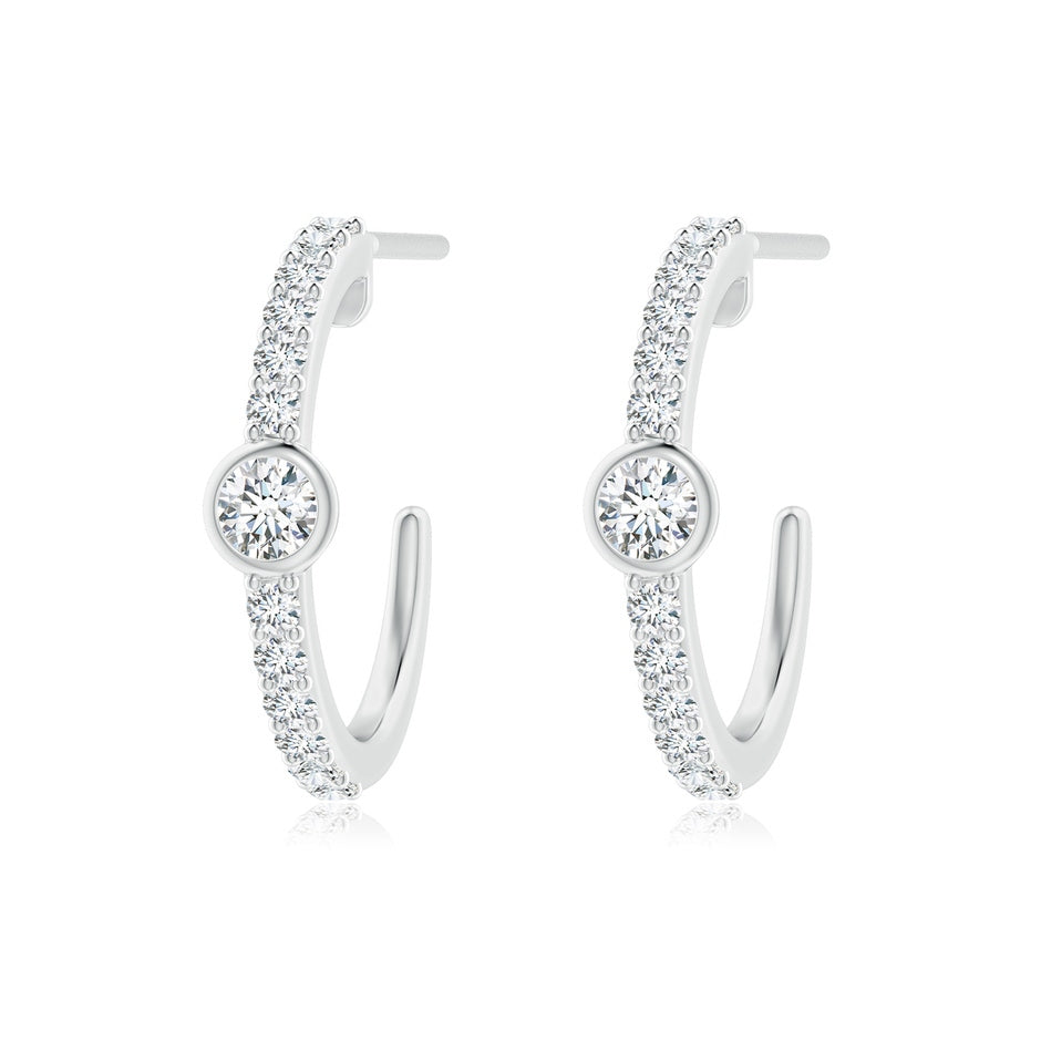 Lab-Grown Bezel-Set Diamond Hoop Earrings with Accents