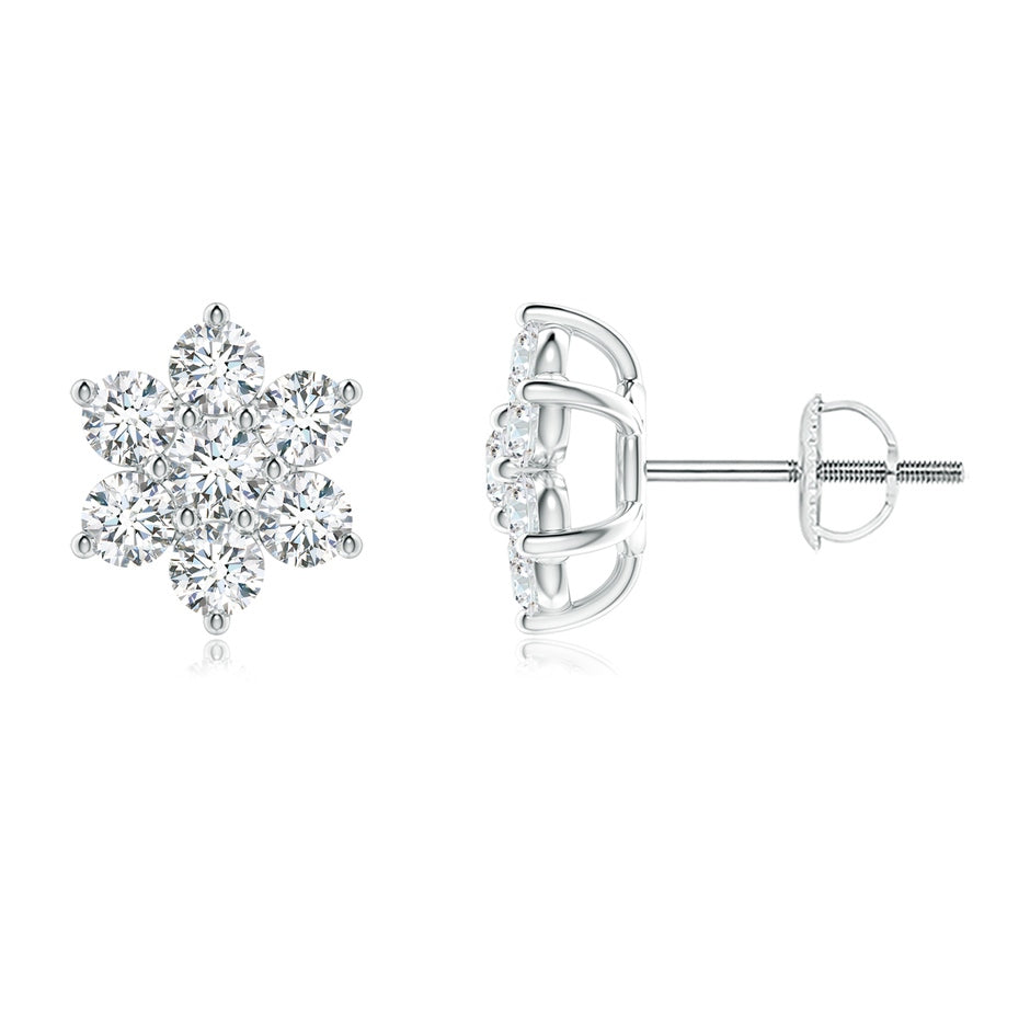 Diamond Flower-Shaped Stud Earrings