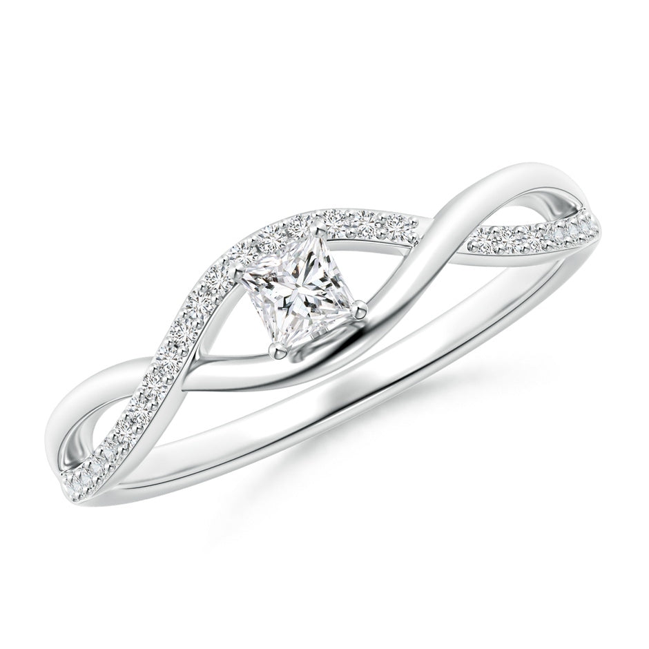 Solitaire Princess-Cut Diamond Infinity Swirl Promise Ring