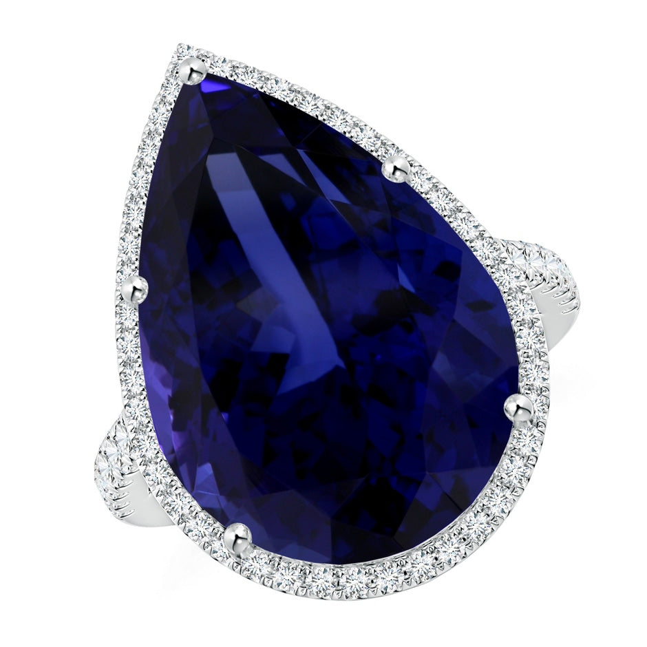 GIA Certified Pear-Shaped Tanzanite Halo Ring