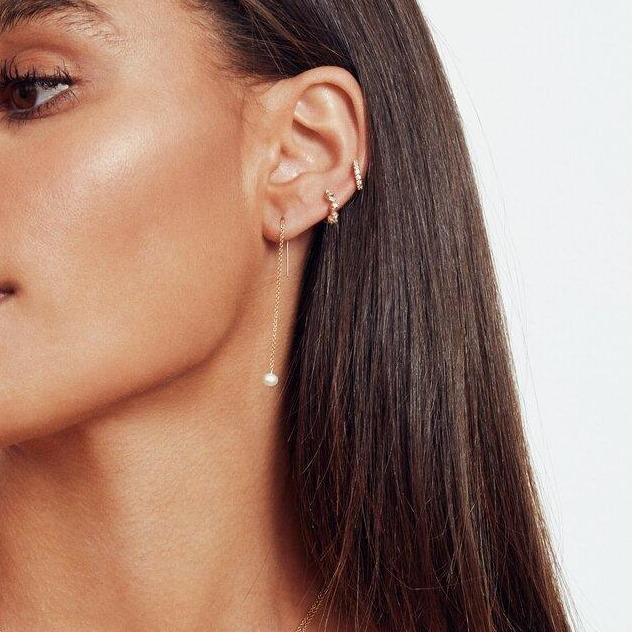 Rose Gold Pearl Drop Ear Threaders