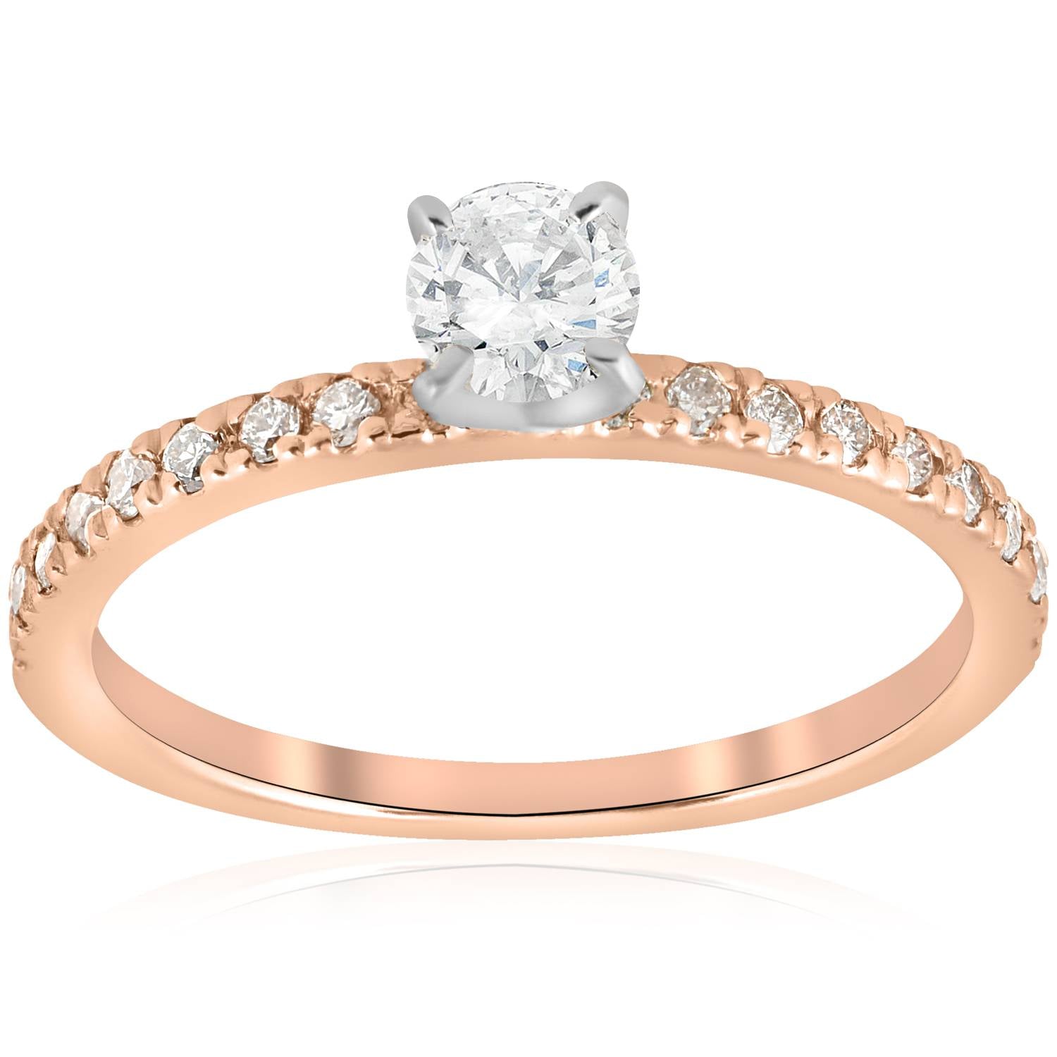 1/2 CT Diamond Engagement Ring 14K Rose Gold