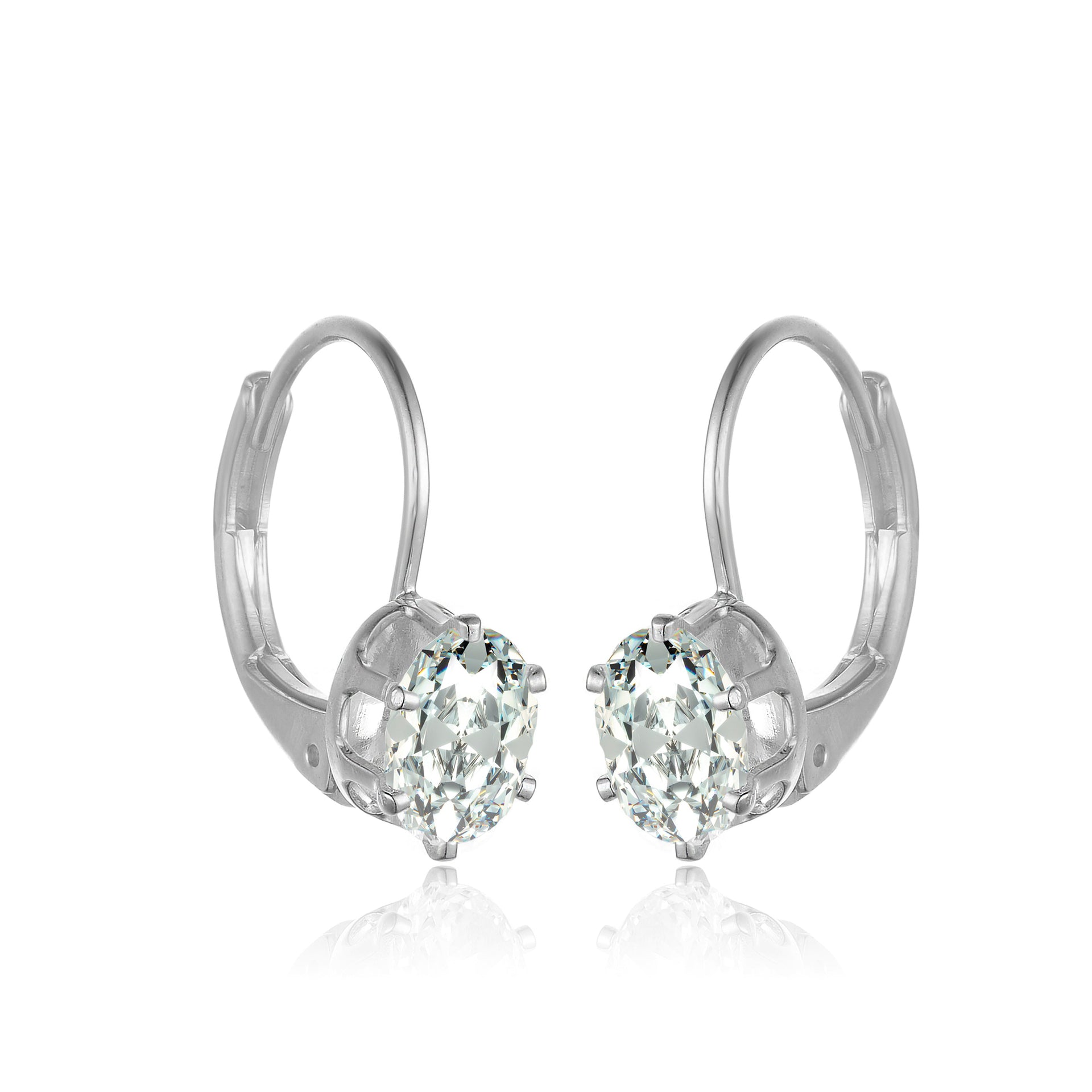 Sterling Silver Cubic Zirconia Leverback Drop Earrings