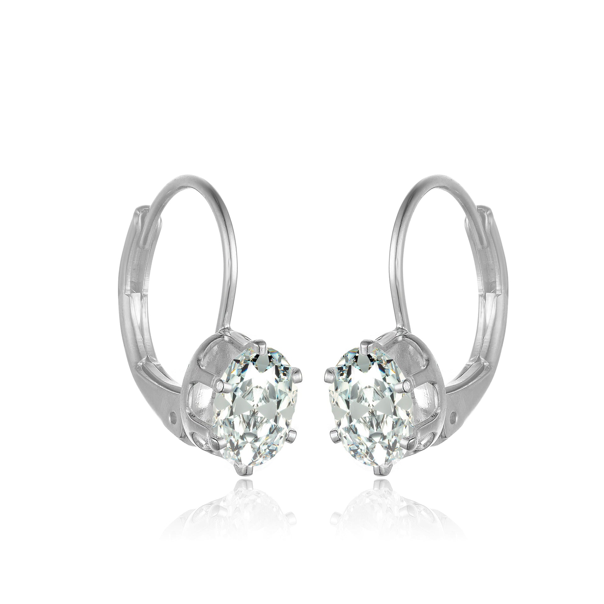 Sterling Silver Cubic Zirconia Leverback Drop Earrings
