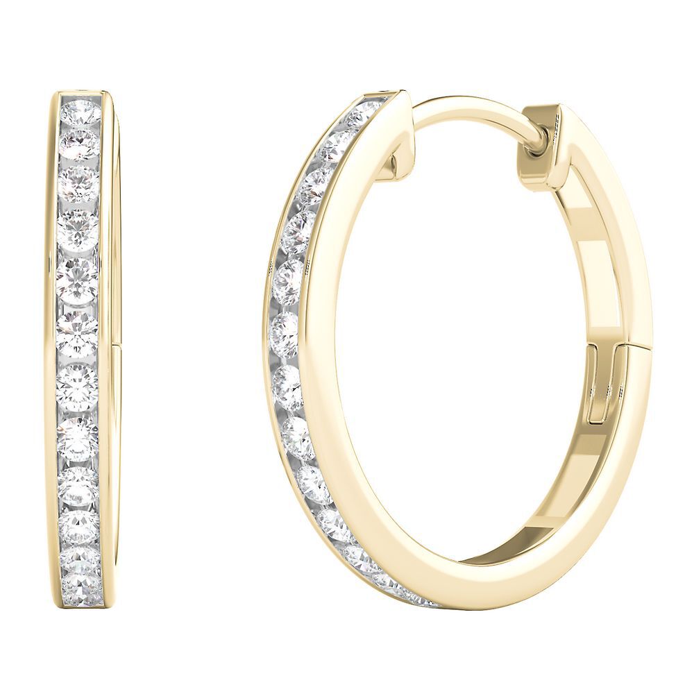 1/4 ct. tw. Diamond Hoop Earrings in 10K Yellow Gold