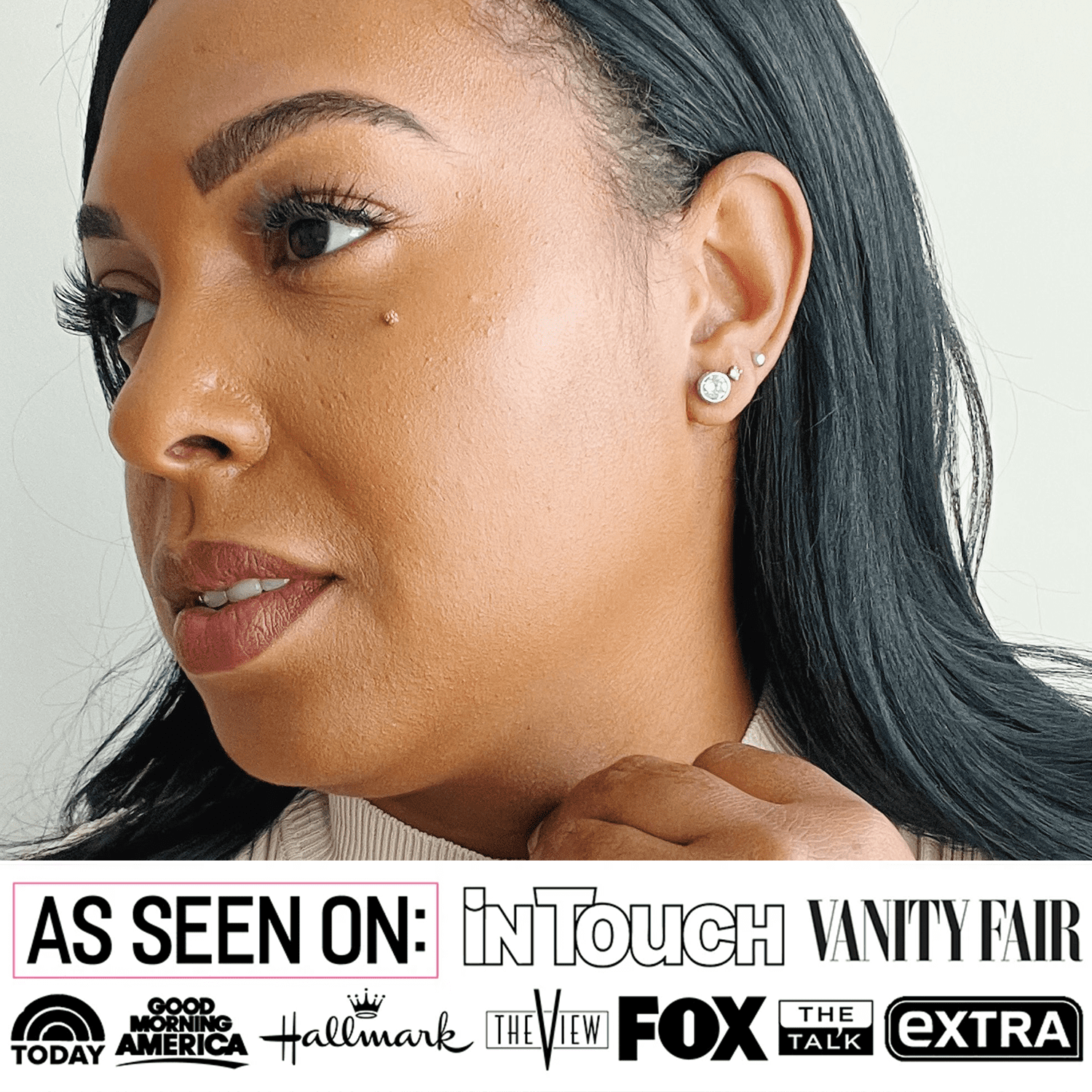 Mae 18k White Gold Plated Stud Earrings with Round Cut Swarovski Crystals