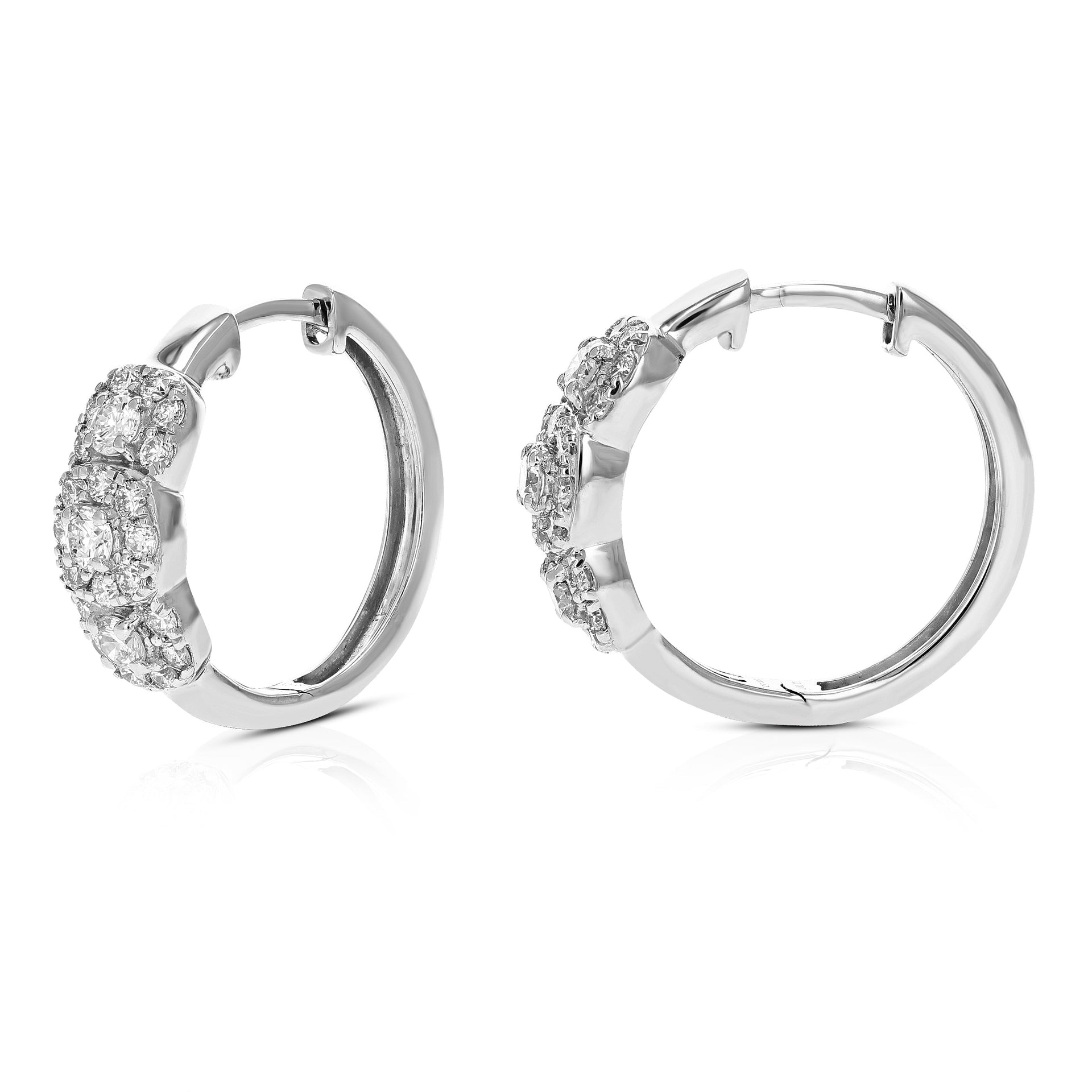 1 cttw 46 Stones SI2-I1 Clarity Lab Grown Diamond Hoop Earrings .925 Sterling Silver Round Cut Prong Set