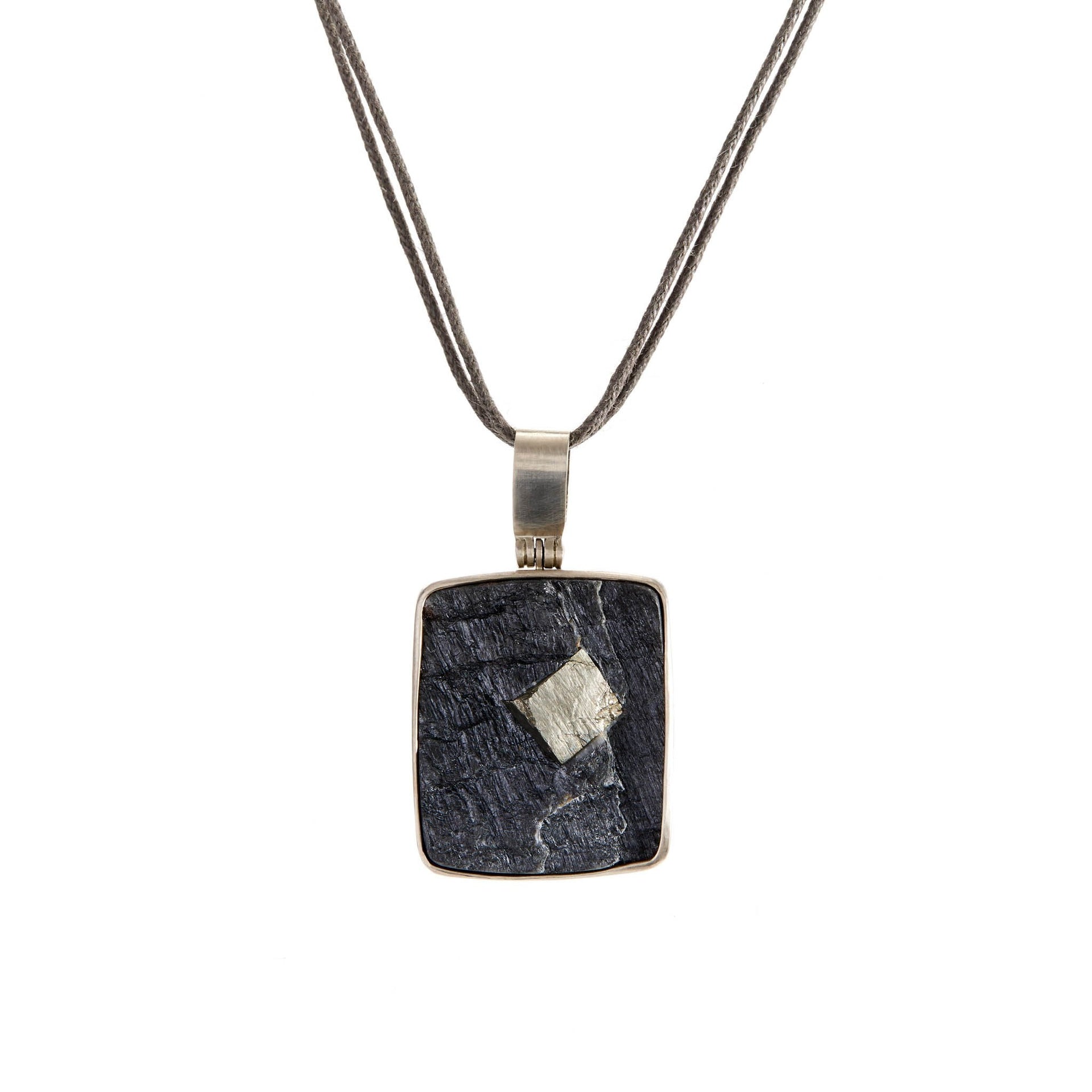 Pyrite in Slate Pendant