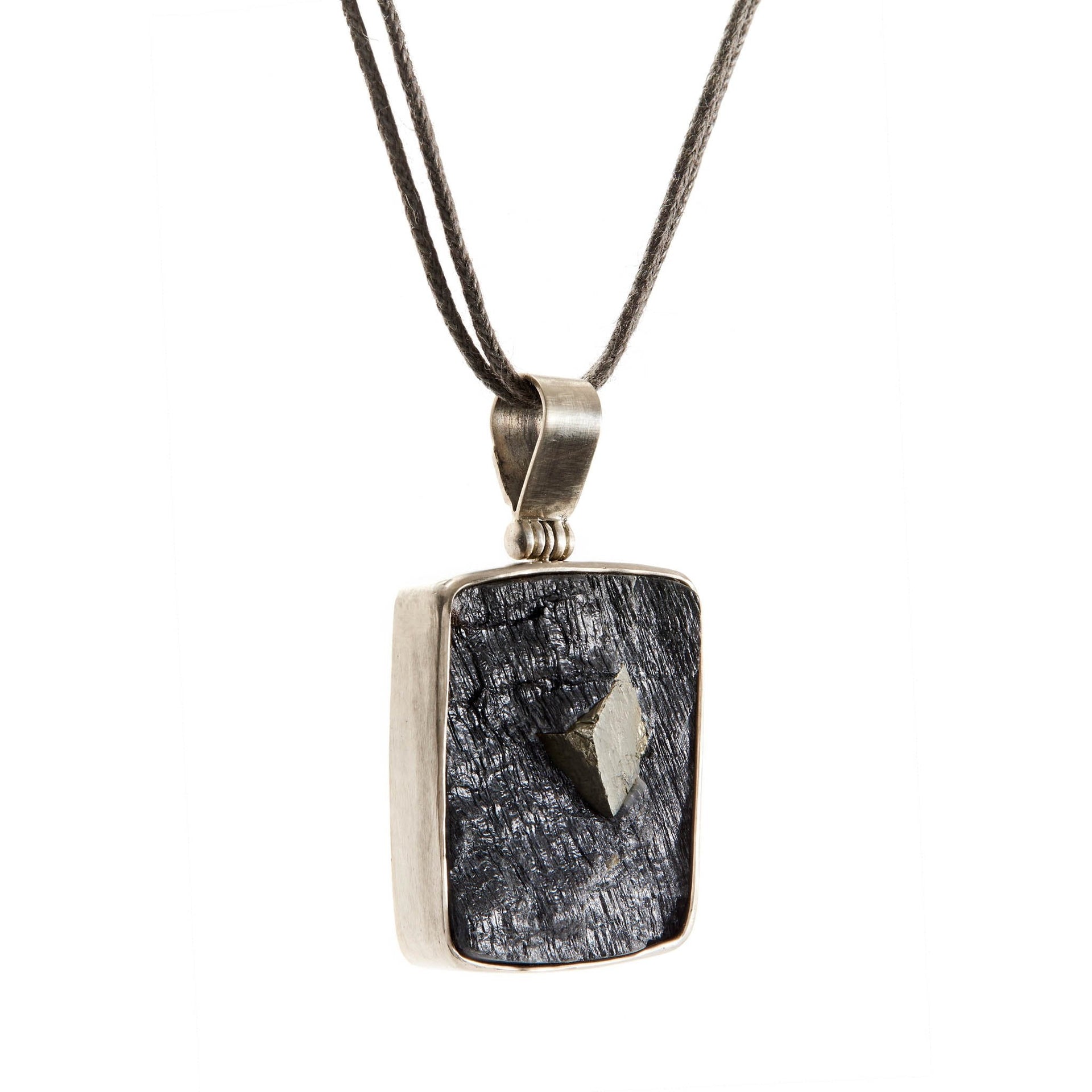 Pyrite in Slate Pendant
