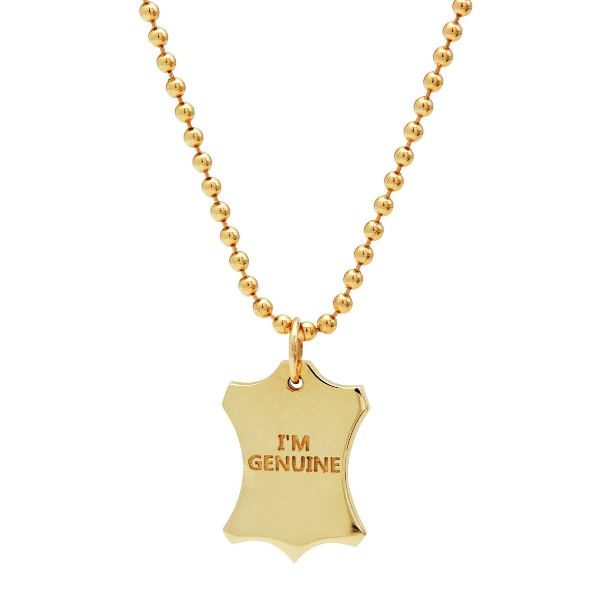 Big I'M GENUINE Gold Pendant Necklace