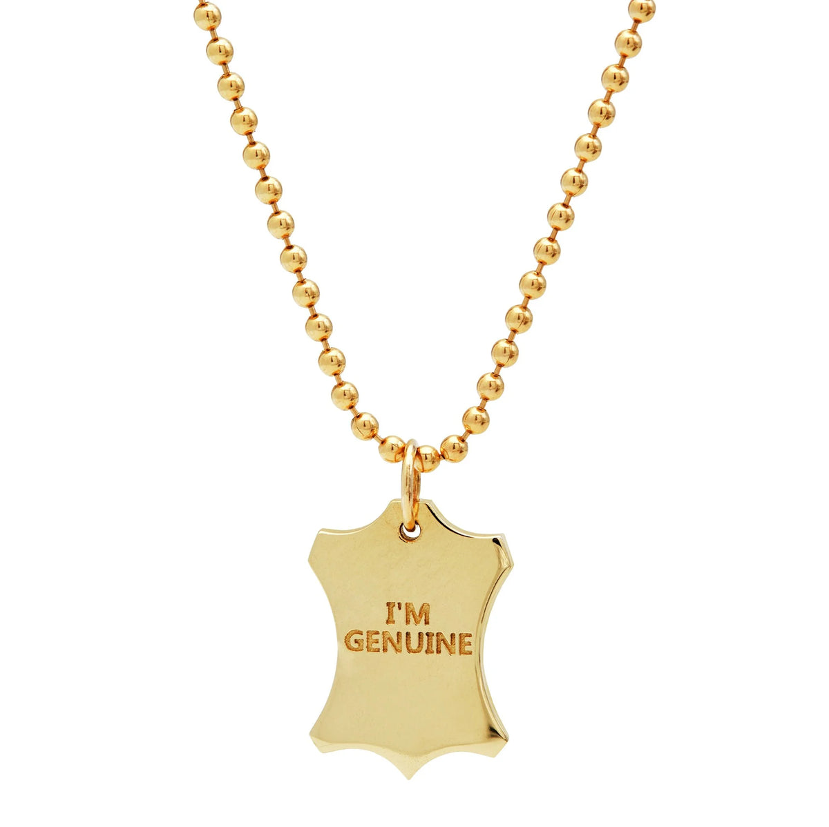 Big I'M GENUINE Gold Pendant Necklace