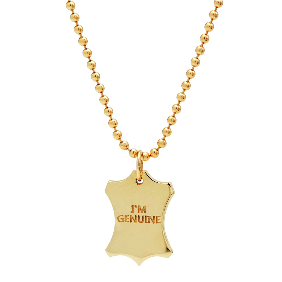 Small I'M GENUINE necklace, Gold