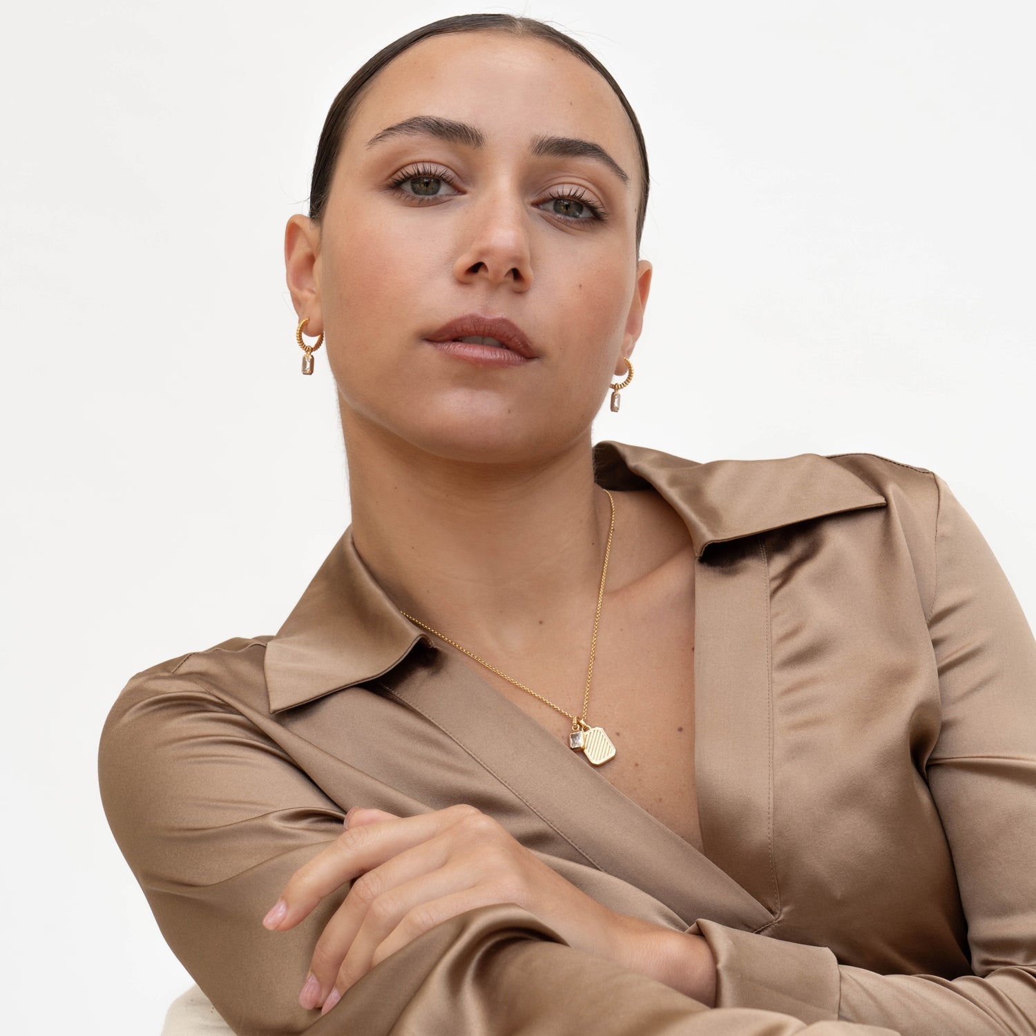 White Topaz Octagon Humbug Necklace