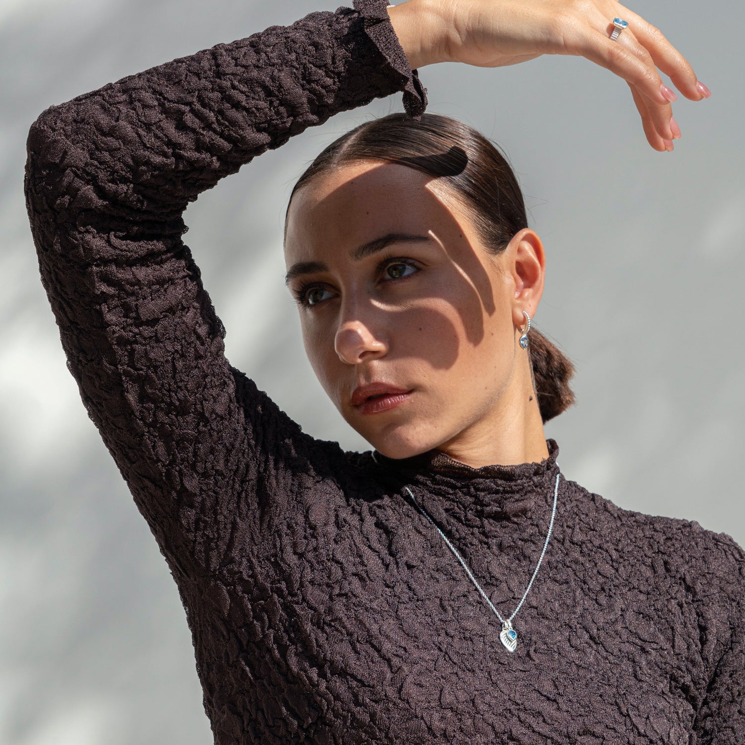 Blue Topaz Twist Peardrop Necklace