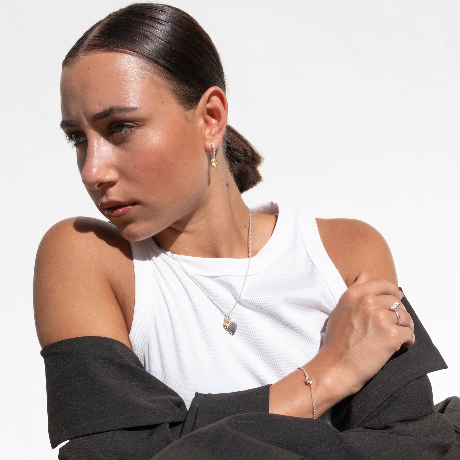 Citrine Pear Chain Bracelet