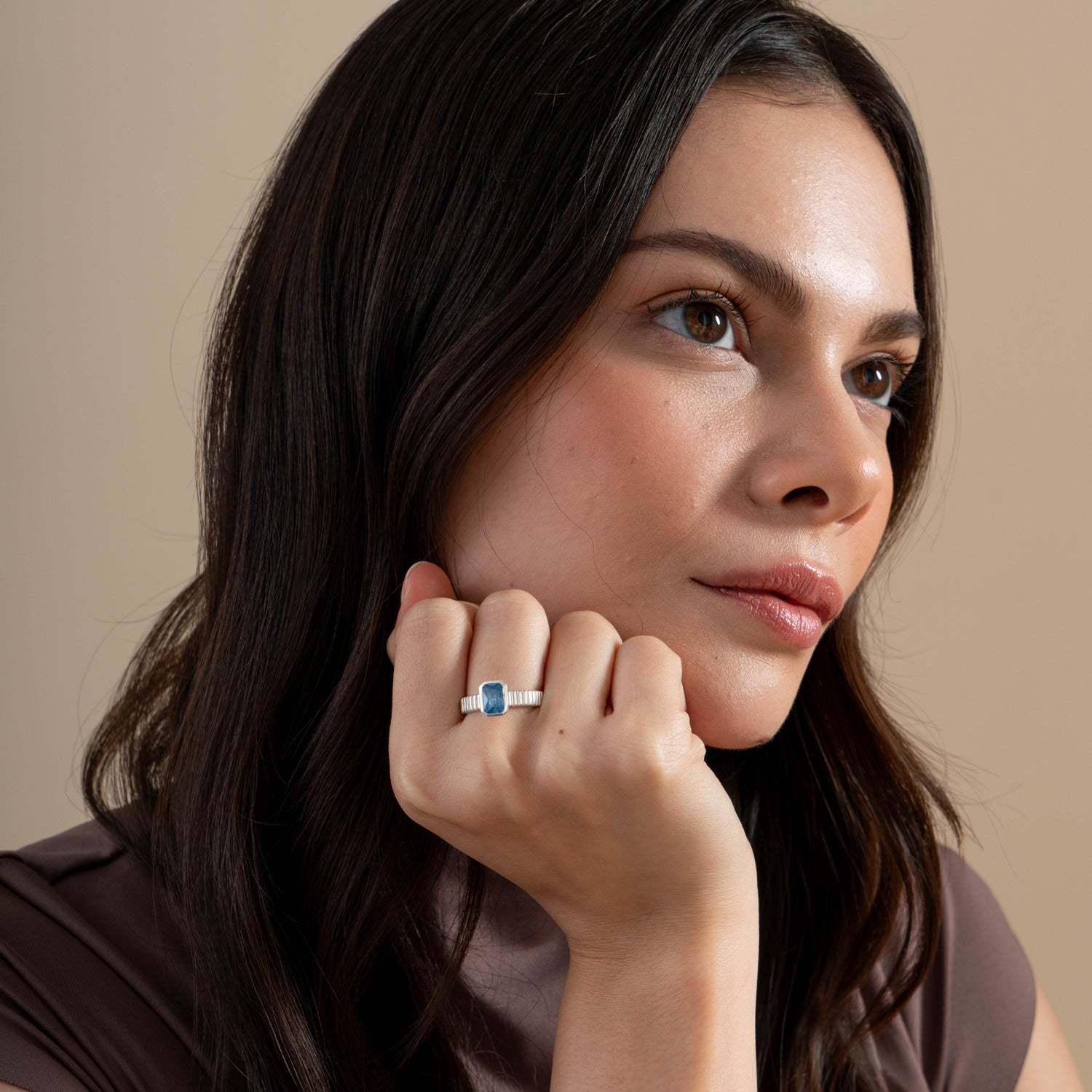 Blue Topaz Octagon Twist Twinkle Ring