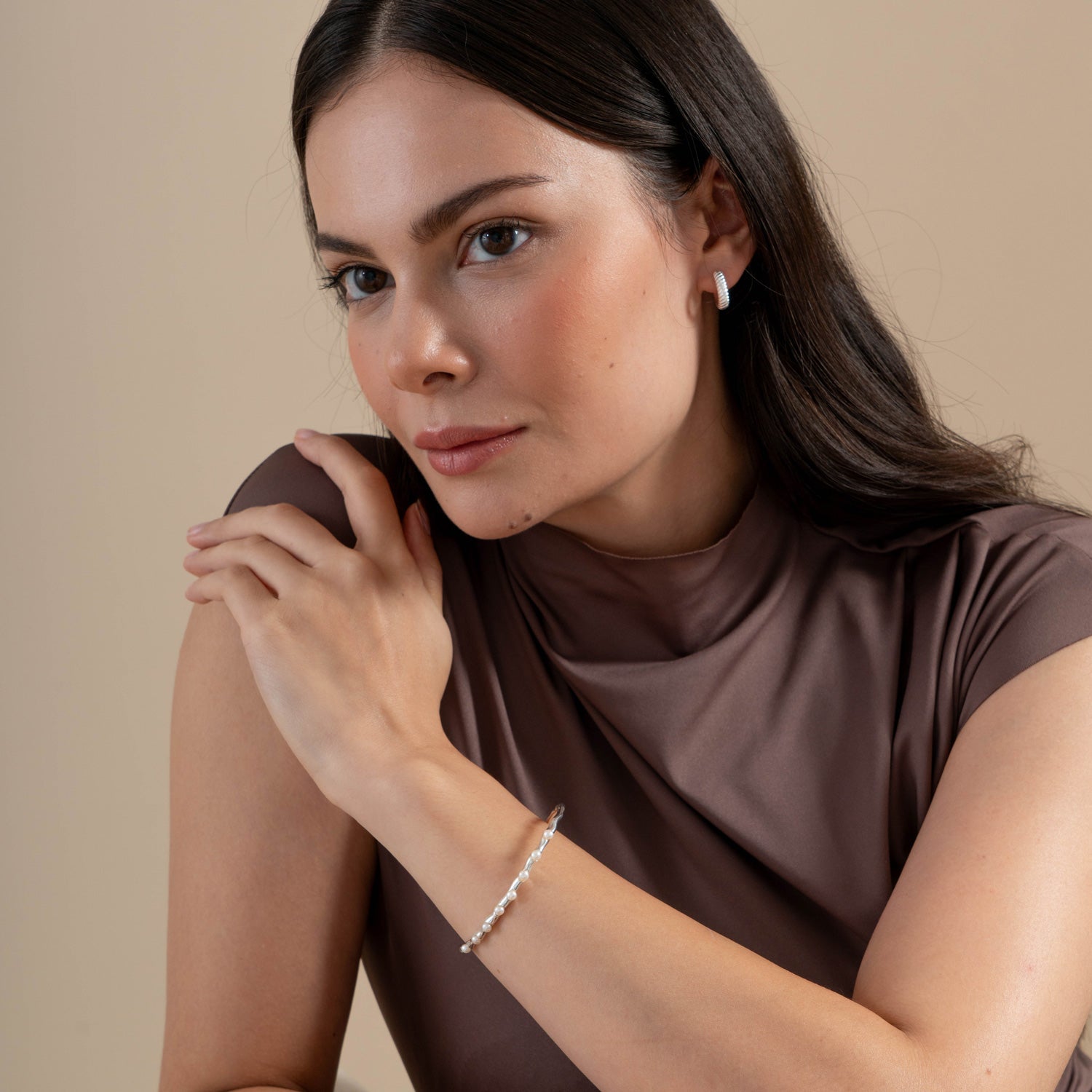 Waterfall White Freshwater Pearl Bangle