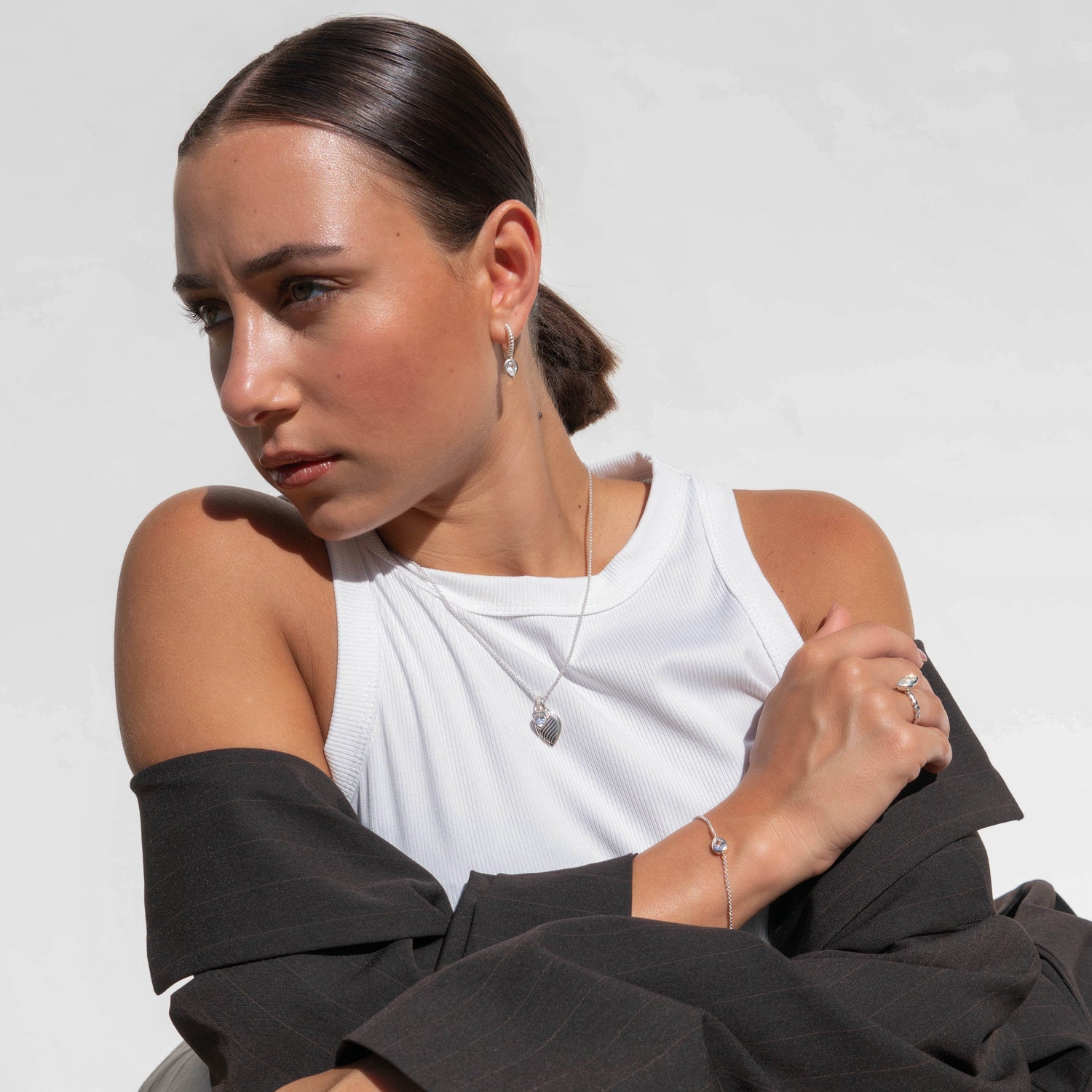 White Topaz Twist Peardrop Necklace