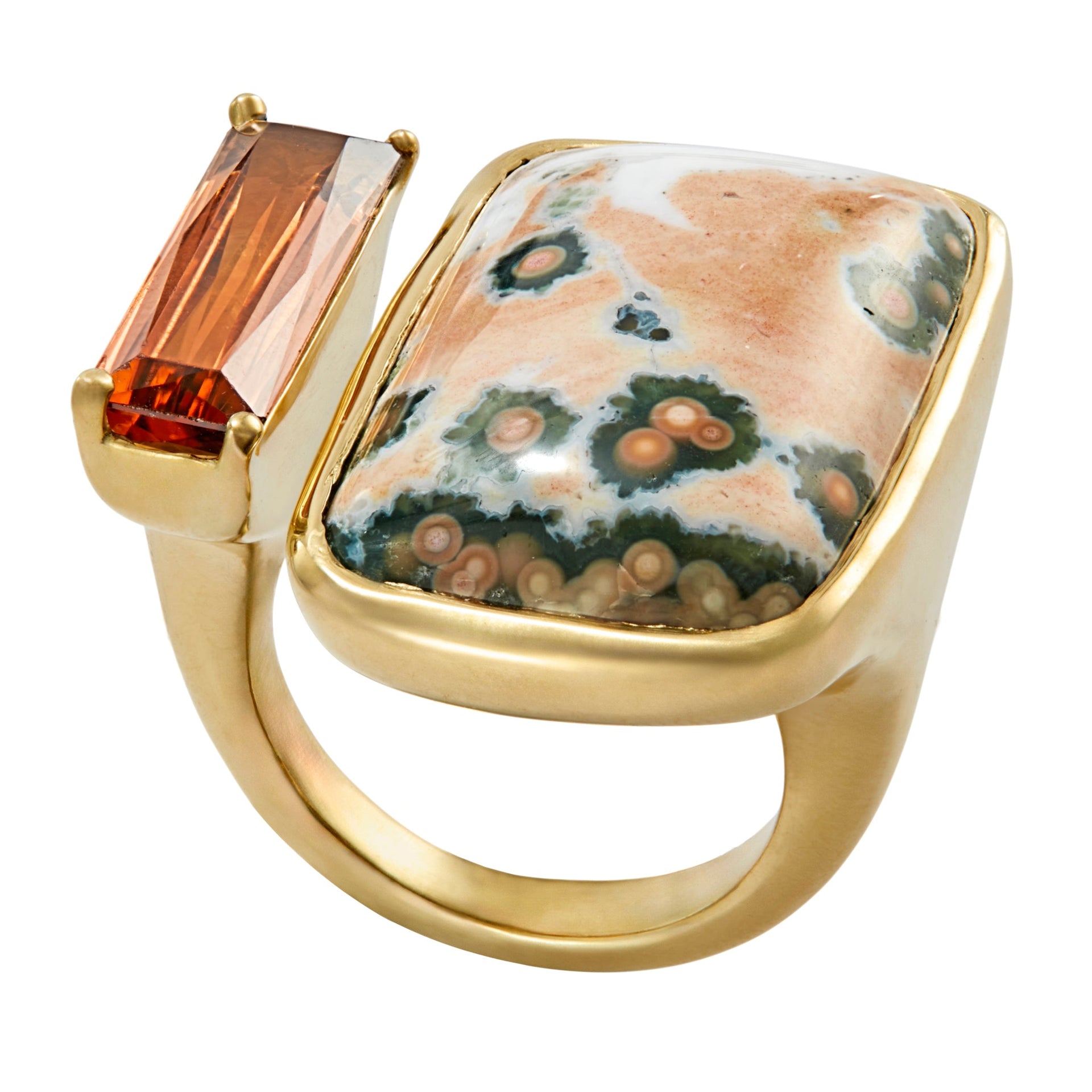 Tandem Ring, Peach Orbicular Jasper