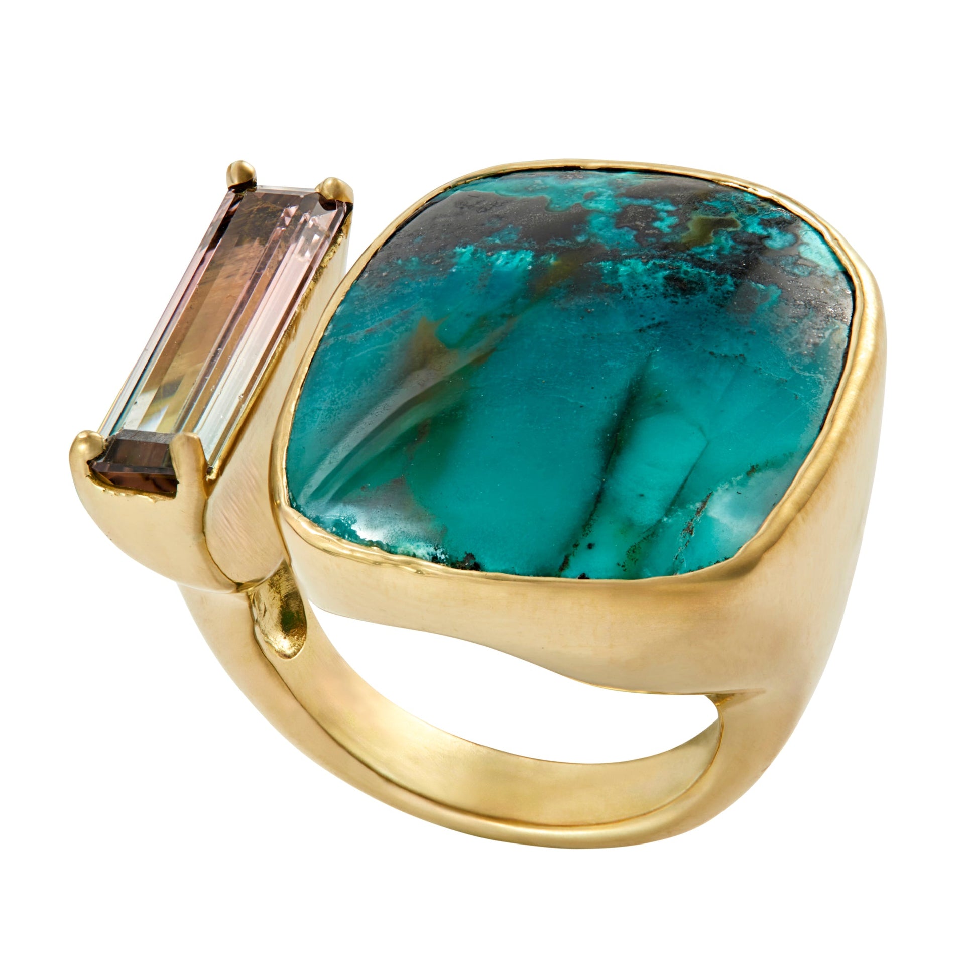 Tandem Ring, Petrified Opalized Wood