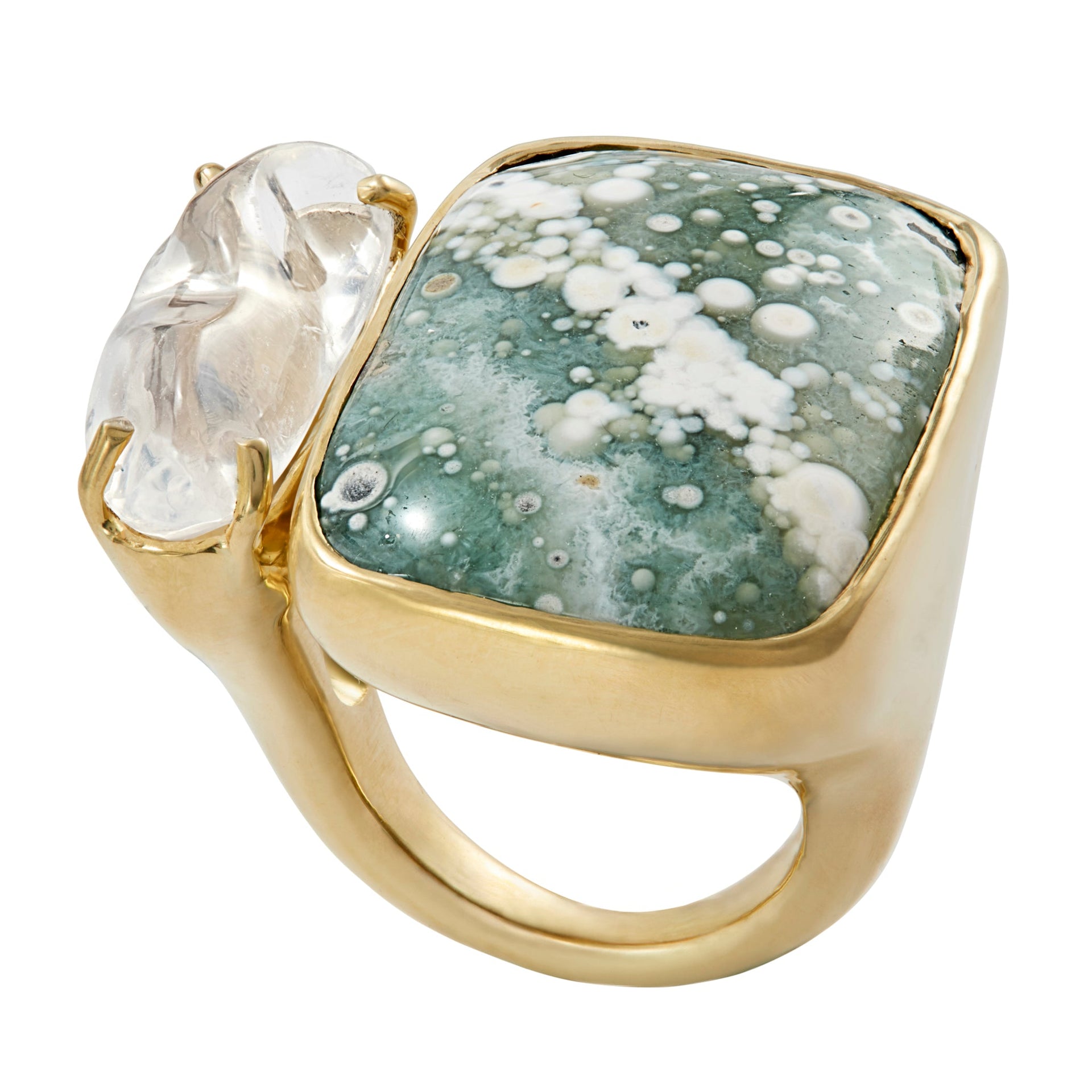 Tandem Ring, Green Jasper