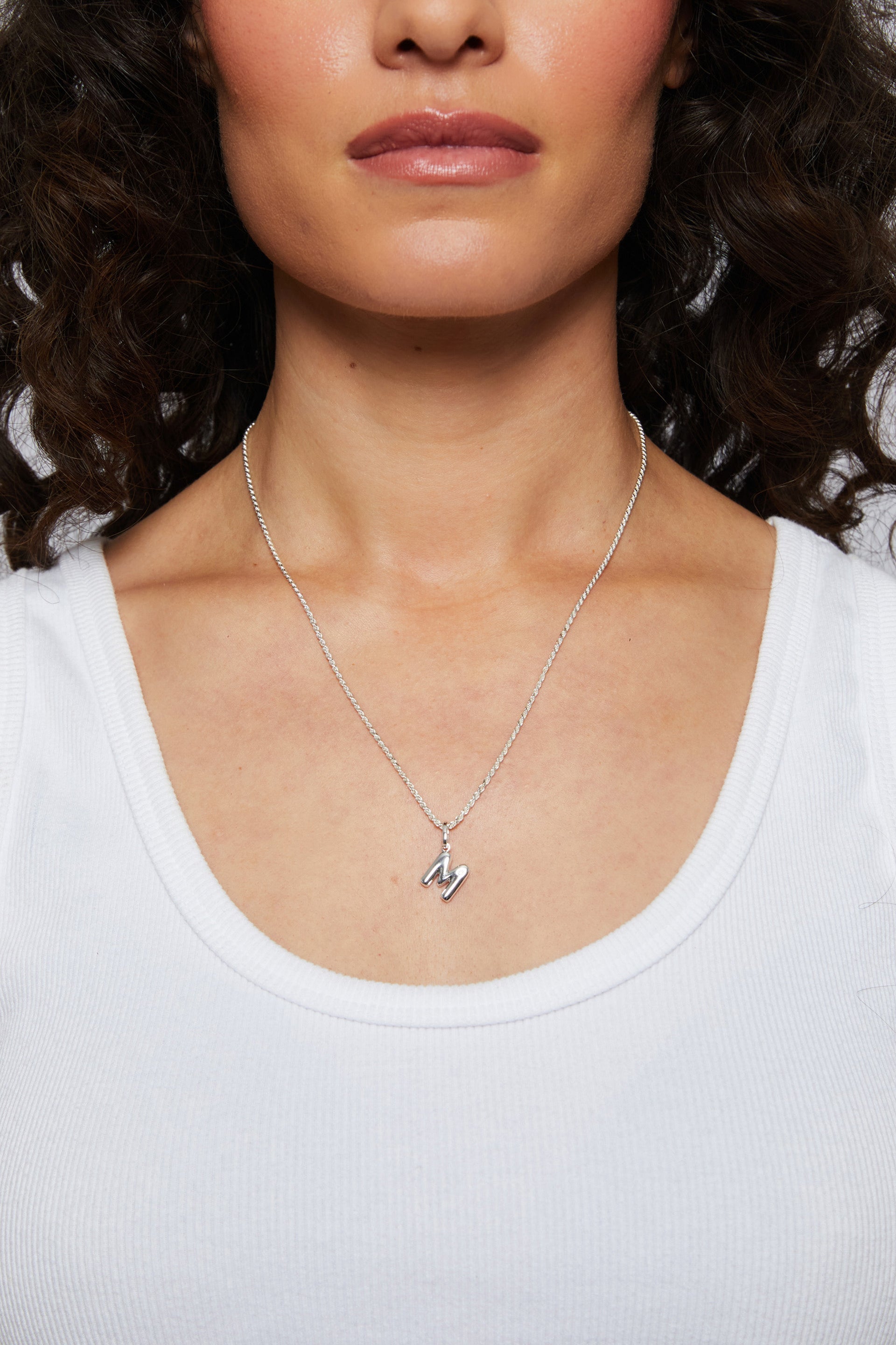 Puffy Initial Necklace Charm