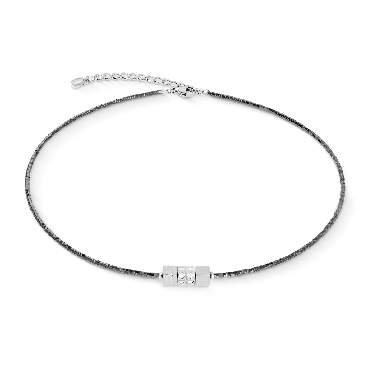 Necklace Cube Trio Facets silver-grey
