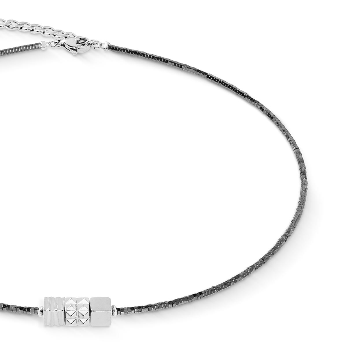 Necklace Cube Trio Facets silver-grey