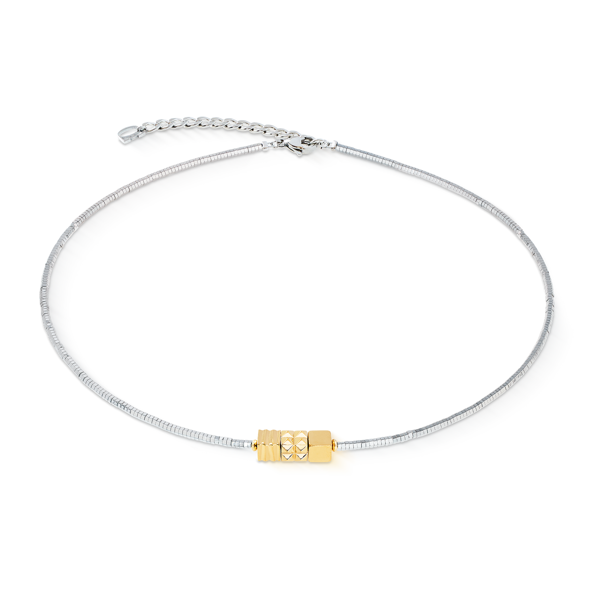 Necklace Cube Trio Facets gold-silver