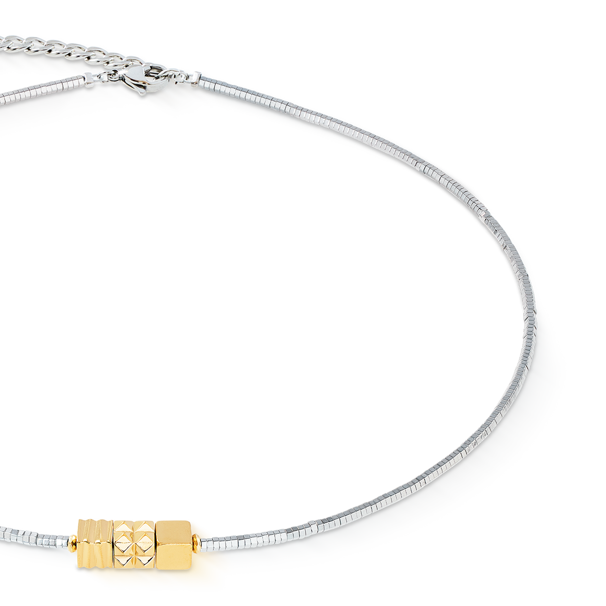 Necklace Cube Trio Facets gold-silver